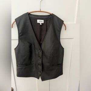 Pistola Vero Black Vegan Leather Button Up Vest Waistcoat Cowgirl Western Small
